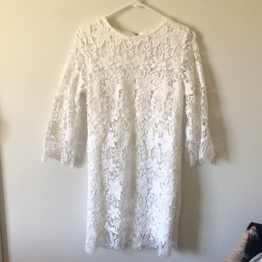 Hayden LA white, lace overlay dress. Size medium